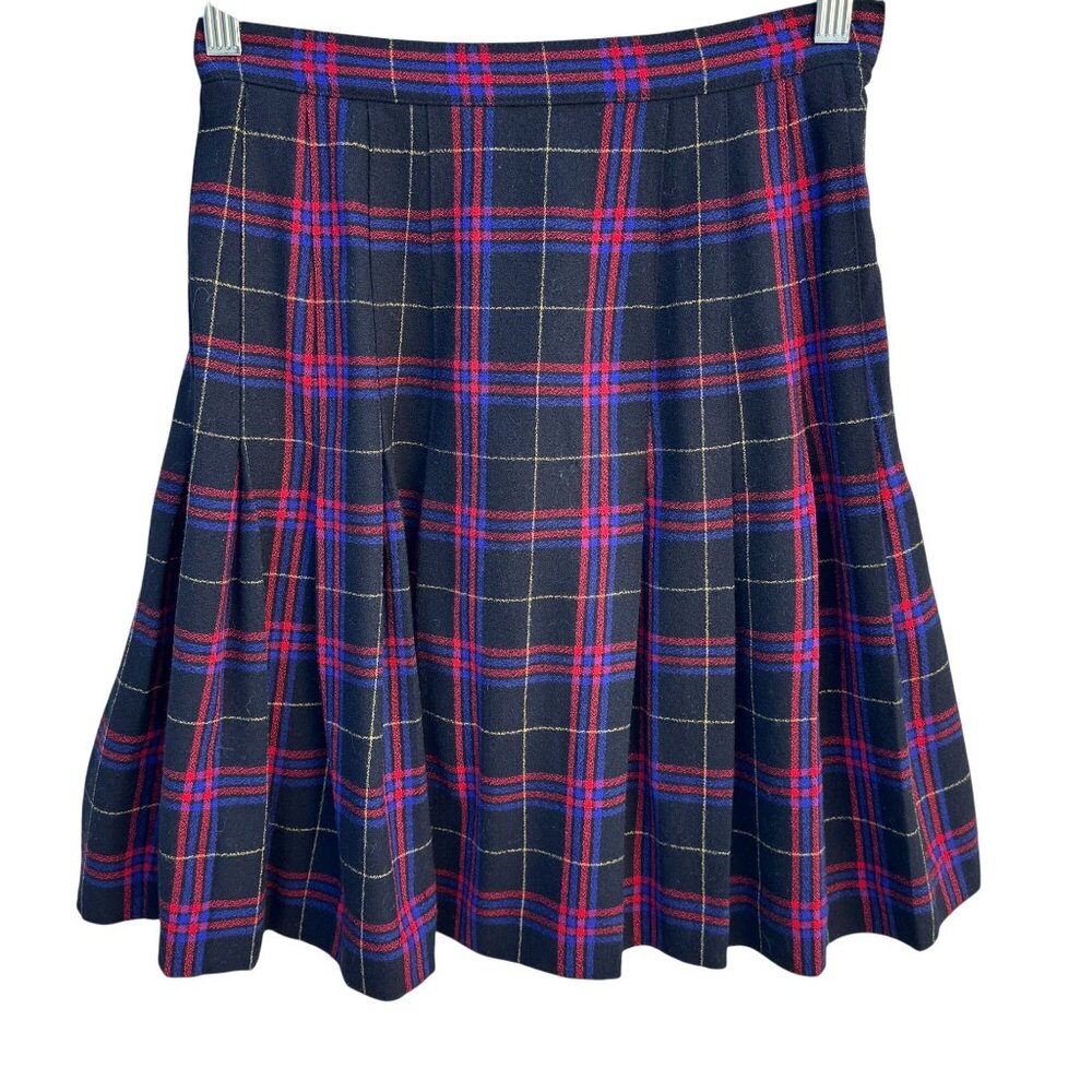 Lord & Taylor Vintage 90s Plaid Wool Preppy Schoolgirl Pleated Skirt Womens 4